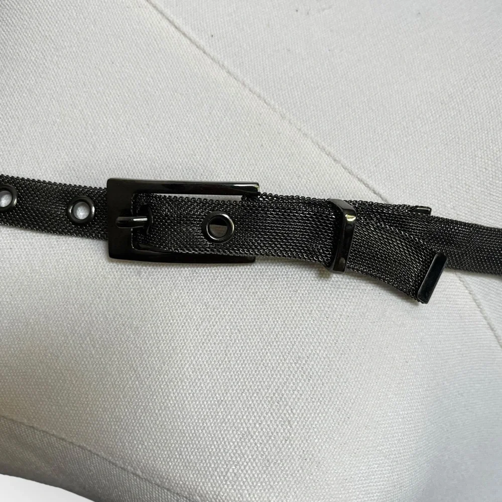 Vintage Metal Mesh Thin Belt Gunmetal Boho Style 80s Belt M 33”-37” Waist